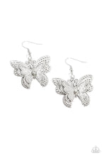 Load image into Gallery viewer, Layered Launch - White (Rhinestone Butterfly) Earring