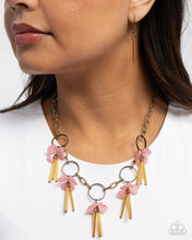 Load image into Gallery viewer, LEI of the Land - Brass (Pink Acrylic Flower) Necklace