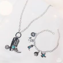 Load image into Gallery viewer, Complete Look - Blue (Turquoise) Set: Cowboy Coincidence - Blue Necklace and Cowboy Chance - Blue Bracelet (BB-BL-HS)