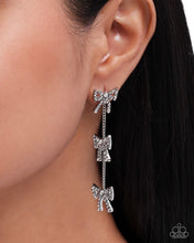 Load image into Gallery viewer, Coquette Course - Silver (Rhinestone) Bow Earring