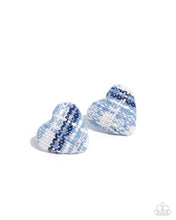 Load image into Gallery viewer, Sweetheart Stitching - Blue (Plaid Pattern Heart Post) Earring