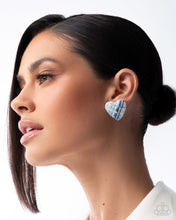 Load image into Gallery viewer, Sweetheart Stitching - Blue (Plaid Pattern Heart Post) Earring
