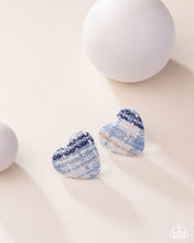 Load image into Gallery viewer, Sweetheart Stitching - Blue (Plaid Pattern Heart Post) Earring