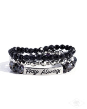 Load image into Gallery viewer, Pray Always - Black Silver Bead Stretchy Bracelet