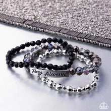 Load image into Gallery viewer, Pray Always - Black Silver Bead Stretchy Bracelet