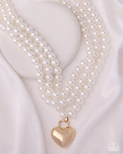 Load image into Gallery viewer, Lustrous Look - Gold Heart White Pearl Necklace (LOP-0726)