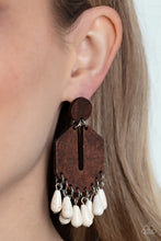 Load image into Gallery viewer, Western Retreat - White (Stone Bead) Wooden Post Earring
