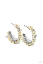 Load image into Gallery viewer, Floral Focus - White (Iridescent Flower) Hoop Earring

