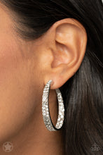Load image into Gallery viewer, GLITZY By Association - White Hoop (Rhinestone) Earring