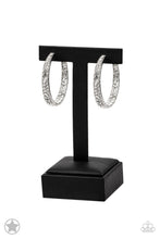 Load image into Gallery viewer, GLITZY By Association - White Hoop (Rhinestone) Earring