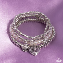 Load image into Gallery viewer, Filigree Fairytale - White (Silver Heart Pendant) Bracelet
