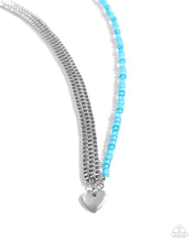 Load image into Gallery viewer, Squared Sweetheart - Blue (Bead) Heart Charm Necklace