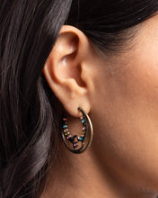 Load image into Gallery viewer, Sympathetic Sweetheart - Brass (Multicolored Heart Rhinestone) Earring