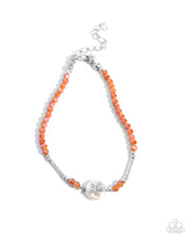 Load image into Gallery viewer, Aerial Actress - Orange (Bead) Silver Butterfly Bracelet