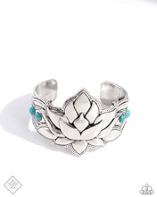 Load image into Gallery viewer, Desert Drill - Blue (Turquoise Stone/Lotus Flower Shaped) Cuff Bracelet (SSF-0824)