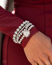 Load image into Gallery viewer, Excessive Elegance - White (Rhinestone) Silver  Stretchy Heart Bracelet (FFA-0924)