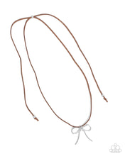 Load image into Gallery viewer, Bolo Bow - Brown (Silver Bow) Necklace