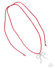 Load image into Gallery viewer, Bolo Bow - Red (Silver Bow) Necklace