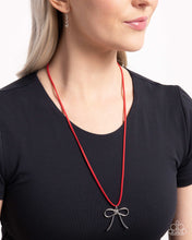 Load image into Gallery viewer, Bolo Bow - Red (Silver Bow) Necklace