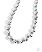 Load image into Gallery viewer, Color Closeness - Multi (Rhinestone Discs) Silver Bead Necklace