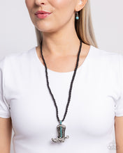 Load image into Gallery viewer, Stony Spur - Blue (Turquoise Stone) Silver Boot Necklace