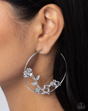 Load image into Gallery viewer, Blooming Benefit - Silver (Rose Stem) Hoop Earring