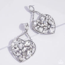 Load image into Gallery viewer, Glittery Gait - White (Rhinestone Heart) Post Earrings (LOP-1124)