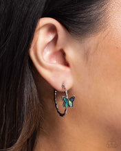 Load image into Gallery viewer, Butterfly Beginning - Blue (Faux Abalone Hoop Earring
