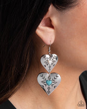 Load image into Gallery viewer, Rustic Repetition - Multi (White & Turquoise) Heart Earring