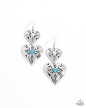 Load image into Gallery viewer, Rustic Repetition - Multi (White & Turquoise) Heart Earring
