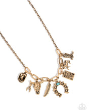 Load image into Gallery viewer, Saloon Girl - Gold (Turquoise Stone) - (Charm) Necklace