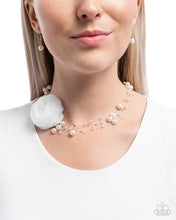 Load image into Gallery viewer, Delicate Debutante - White Pearl (Tulle Rose) Necklace