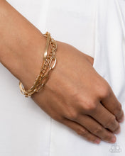 Load image into Gallery viewer, Complete Look - Gold Set: Mismatched Maverick - Gold Necklace and Mismatched Mechanic - Gold Bracelet (BB-GD-BU)