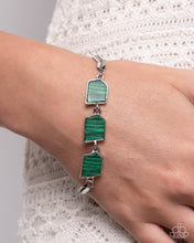 Load image into Gallery viewer, Complete Look Green Set: Lined Legacy - Green Necklace and Lined Leisure - Green Bracelet (Complete Necklace and Bracelet Set) - (BB-GR-BT)
