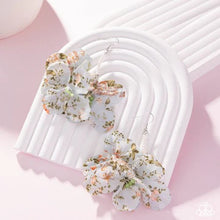 Load image into Gallery viewer, Flourishing Fantasia - Blue Floral Fabric Earrings