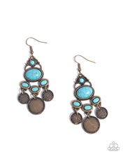 Load image into Gallery viewer, Chandelier Candor - Brass (Turquoise) Earring