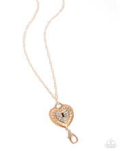 Load image into Gallery viewer, Panoramic Padlock - Gold Heart Lanyard Necklace