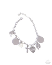 Load image into Gallery viewer, Charm Commitment - White Pearl (Silver Charm) Cross Bracelet