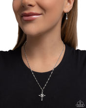 Load image into Gallery viewer, Graceful Glory - White (Rhinestone) Cross Necklace