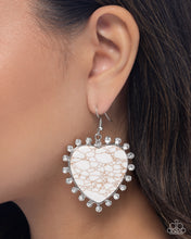 Load image into Gallery viewer, Dazzling Damsel - White (Marbled Heart) Earring