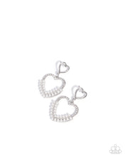 Load image into Gallery viewer, Dangling Damsel - White (Pearl/Rhinestone) Heart Earring