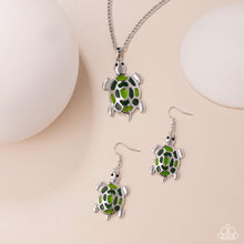 Load image into Gallery viewer, Turtle Theme - Complete Look - Green Set: Turtle Tale - Green Necklace and Turtle Tradition - Green Earring (BB-GR-JU)