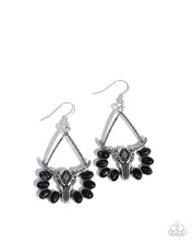 Load image into Gallery viewer, Western Whirlwind - Black (Silver Longhorn Skull) Earring