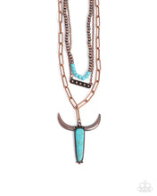 Load image into Gallery viewer, Longhorn Layers - Copper (Turquoise Skull) Necklace