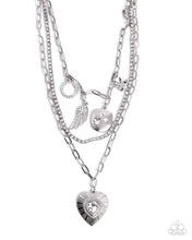Load image into Gallery viewer, Angelic Ambition - White Rhinestone Angel Wing Heart Charm Necklace
