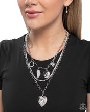 Load image into Gallery viewer, Angelic Ambition - White Rhinestone Angel Wing Heart Charm Necklace