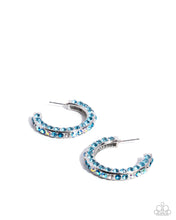 Load image into Gallery viewer, High-Level Haute - Blue (Rhinestone) Hoop Earring