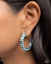 Load image into Gallery viewer, High-Level Haute - Blue (Rhinestone) Hoop Earring