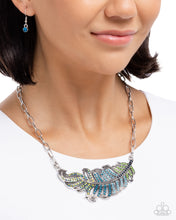 Load image into Gallery viewer, Fancy Feather - Blue (Rhinestone) Necklace