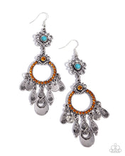 Load image into Gallery viewer, Majestic Mosaic - Orange (Turquoise) Earring